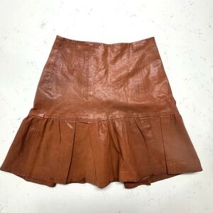 Nanette Lepore Brown Leather Catch Me Skirt Women's Size 0‎